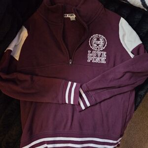 PINK Victoria's Secret Maroon and White Men's Sweater